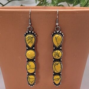 Western Yellow Four Stone Dangle Earrings New